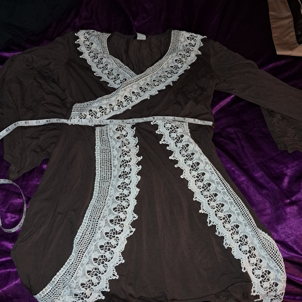 Brown and white lace top